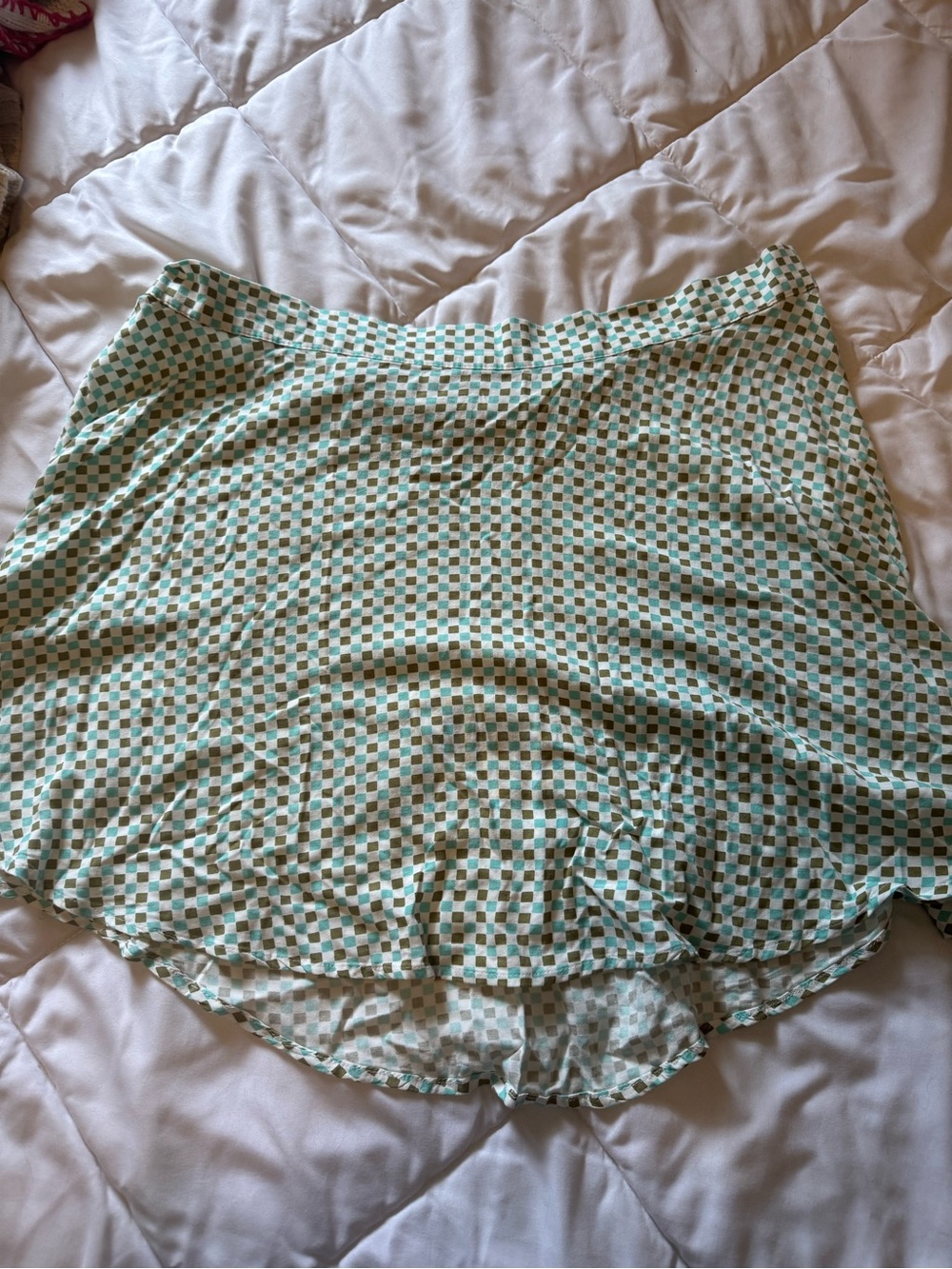 SO Mini Skirt in Mint Green and Cream Checkered Print